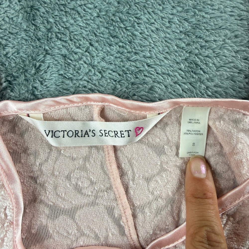 Vintage Victoria's Secret Pink Burnout Velvet Floral Slip Dress Small V-Neck - Picture 6 of 9